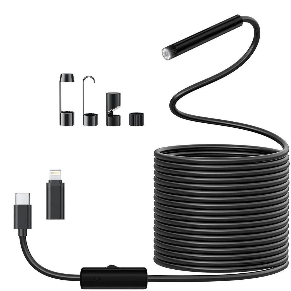 Industrial Endoscope for iOS Android, HD 960P Borescope Camera with Light, IP67 Waterproof for Car , Sewer, Pipeline Inspection