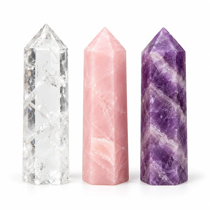 Crystal Tower Trio - Three Hand-Cut Points, 5-6 cm
