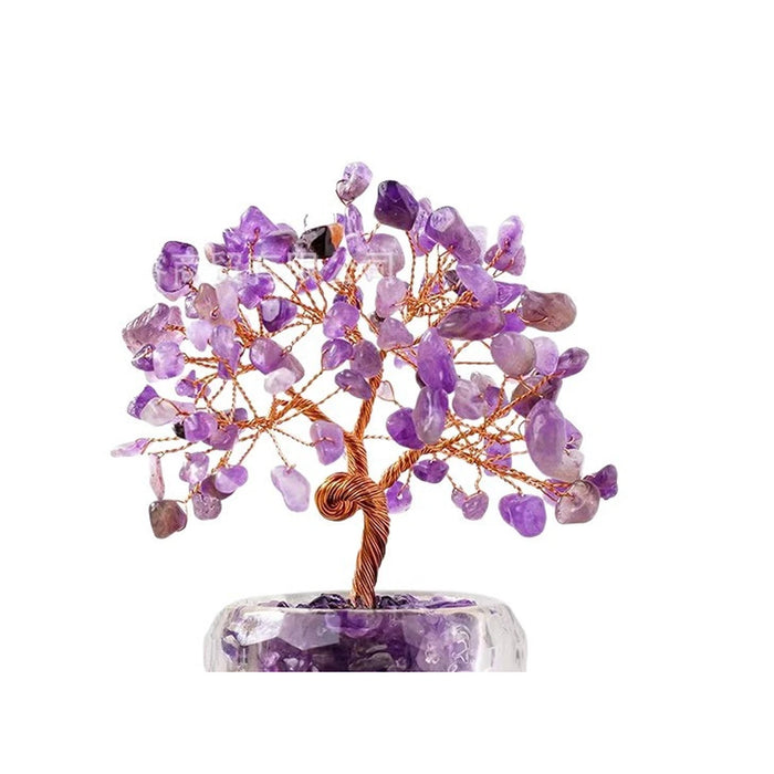 Gemstone Tree - Wire-Wrapped Chips on a Stone Base, 11 cm