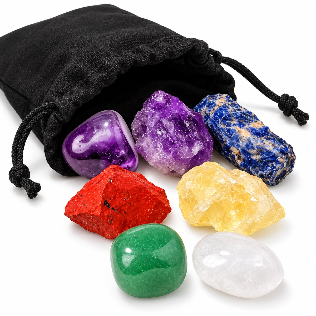 Seven Chakra Stone Set - One Stone per Chakra, in a Pouch